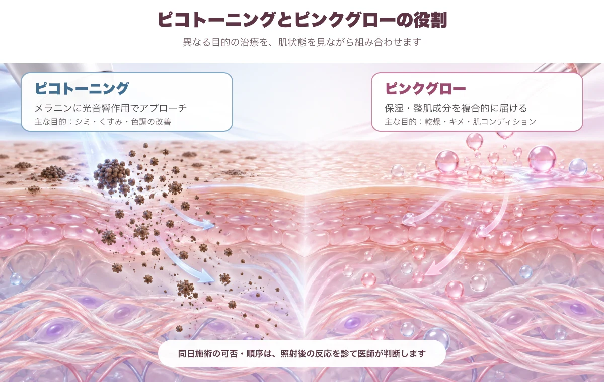 ピコトーニングとピンクグローの役割の違い